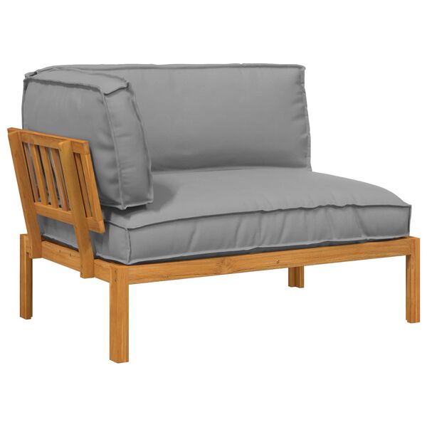 vidaXL Sofa S&aelig;t med pude Gr&aring; 133 x 92 x 69 cm Massivt Akacietr&aelig;