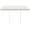 vidaXL markise med stolper 3x2,5 m automatisk betjening cremefarvet