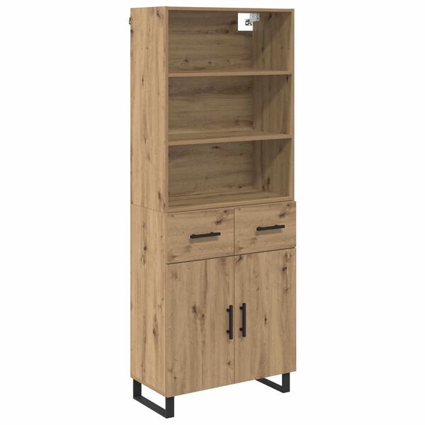 vidaXL Highboard Artisan Egetr&aelig; 69,5 x 34 x 180 cm Konstrueret tr&aelig;