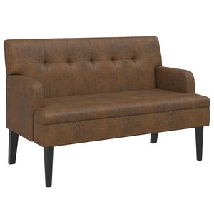 vidaXL b&aelig;nk med rygl&aelig;n 112x65,5x75 cm imiteret ruskind brun