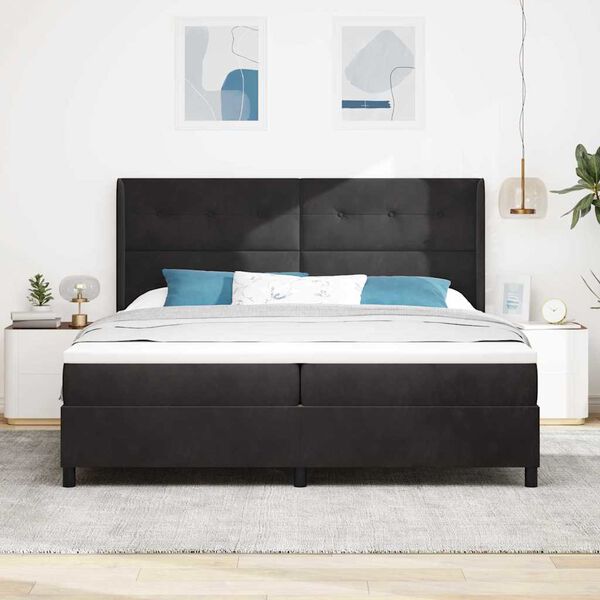 vidaXL Box spring seng med hovedgærde Sort 200 x 200 cm Fløjl