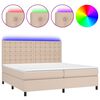 vidaXL kontinentalseng LED-lys 200x200 cm kunstl&aelig;der cappuccinofarvet