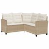 vidaXL havesofa med bord og hynder L-formet polyrattan beige