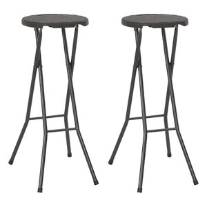 vidaXL foldbare barstole 2 stk. HDPE og st&aring;l brun rattanlook