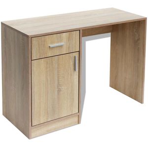 vidaXL skrivebord med skuffe og skab 100x40x73 cm egetr&aelig;sfarvet