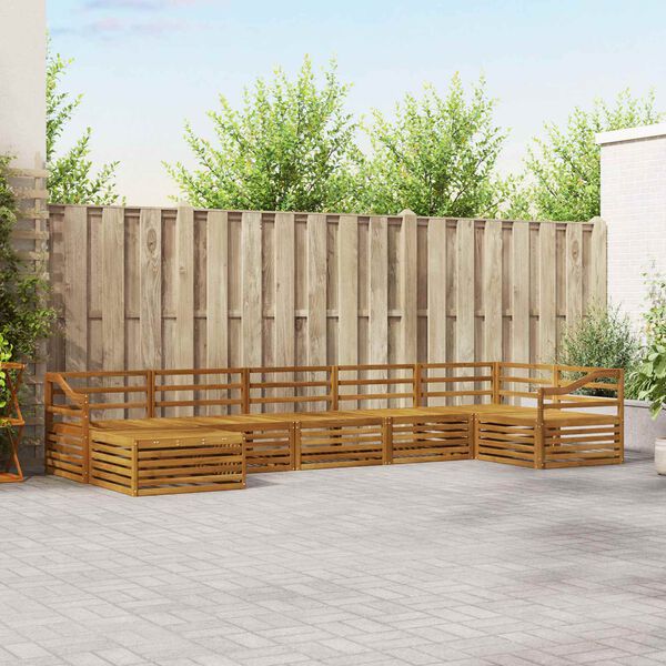 vidaXL Sofas&aelig;t 7 pcs Naturfarvet Massivt Akacietr&aelig;