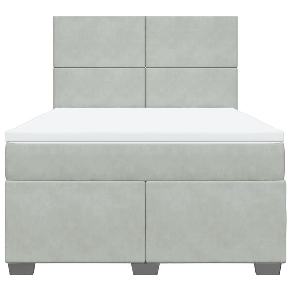 vidaXL kontinentalseng med madras 140x190 fløjl lysegrå