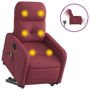 vidaXL elektrisk massagestol med l&oslash;ftefunktion stof vinr&oslash;d
