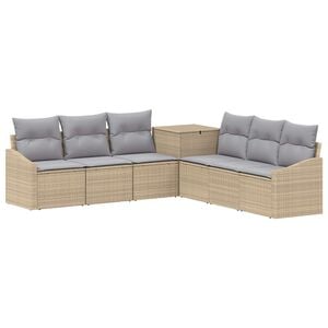 vidaXL Sofa S&aelig;t 7 stk. Beige og lys gr&aring; Poly Rattan og St&aring;l