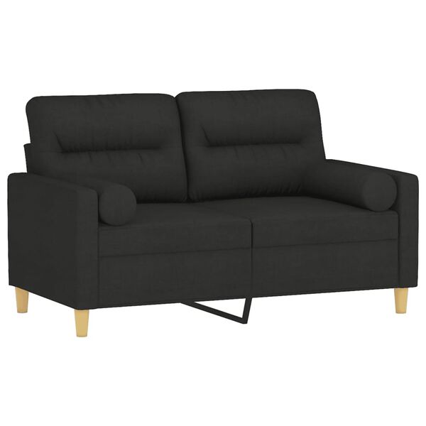 vidaXL 2-personers sofa med pyntepuder 120 cm stof sort
