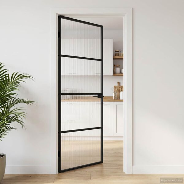 vidaXL Hjem D&oslash;r 83 x 201,5 x 3,5 cm Aluminium og h&aelig;rdet glas