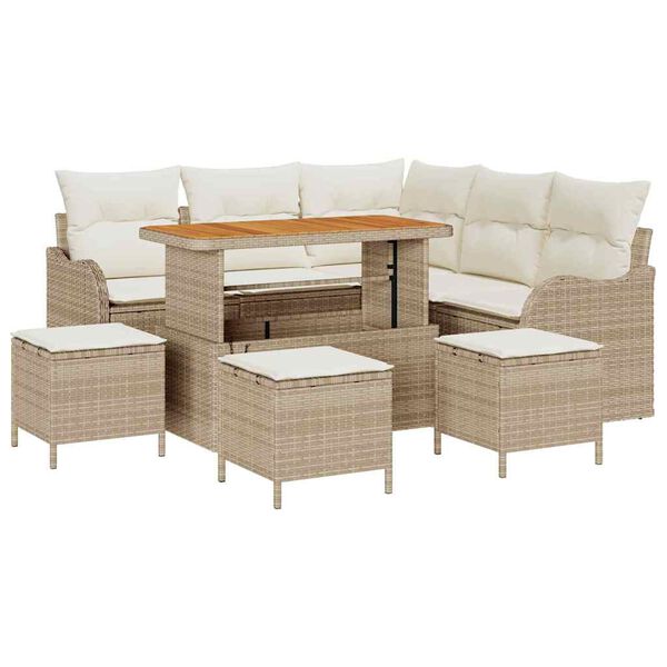 vidaXL Havesofa S&aelig;t 9 pcs Beige polyrattan