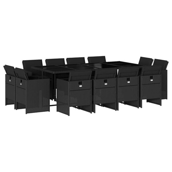 vidaXL spisebordss&aelig;t til haven 13 dele med hynder polyrattan sort