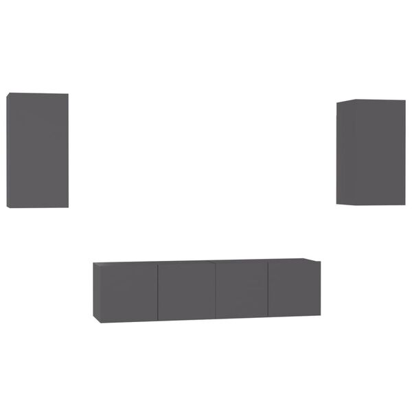 vidaXL tv-skabss&aelig;t 4 dele konstrueret tr&aelig; gr&aring;