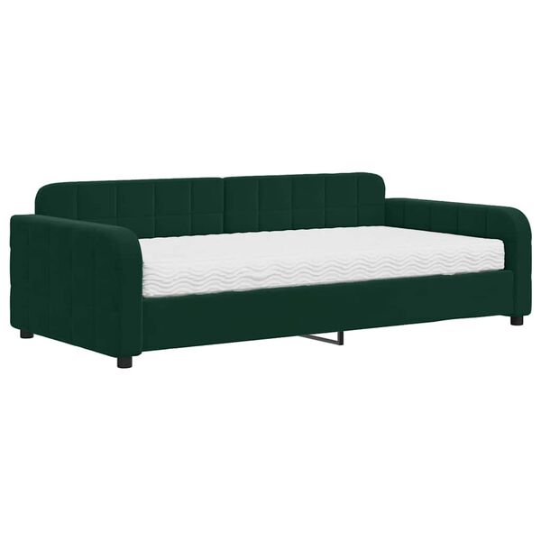 vidaXL daybed med madras 100x200 cm velour m&oslash;rkegr&oslash;n