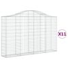 vidaXL buede gabionkurve 11 stk. 200x30x120/140 cm galvaniseret jern
