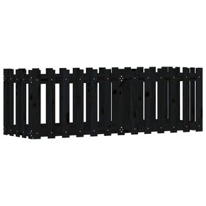 vidaXL h&oslash;jbed med stakitdesign 150x50x50 cm massivt fyrretr&aelig; sort