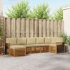 vidaXL Sektionalsofa s&aelig;t 7 pcs Naturlig og Beige Massivt Akacietr&aelig;