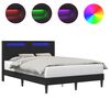 vidaXL Sengestel med LED-lysstrimler Sort 160 x 200 cm Kunstl&aelig;der