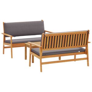 vidaXL Havesofa S&aelig;t 3 pcs Brun 120 x 65,5 x 79 cm Massivt Akacietr&aelig;