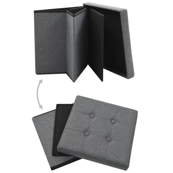 vidaXL foldbare opbevaringsskamler 2 stk. kunstlærred mørkegrå