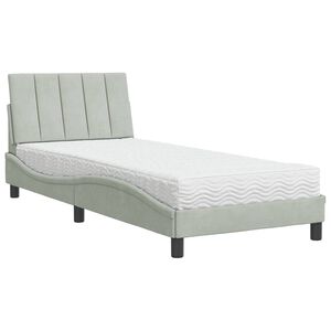 vidaXL seng med madras Hanko 90x200 cm velour lysegr&aring;