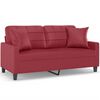 vidaXL 2-personers sofa med pyntepuder 140 cm kunstl&aelig;der vinr&oslash;d