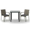 vidaXL spisebordss&aelig;t til haven 3 dele m. hynder polyrattan sort og gr&aring;