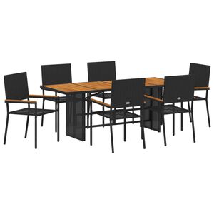 vidaXL Have Spisebordss&aelig;t 7 pcs Sort polyrattan