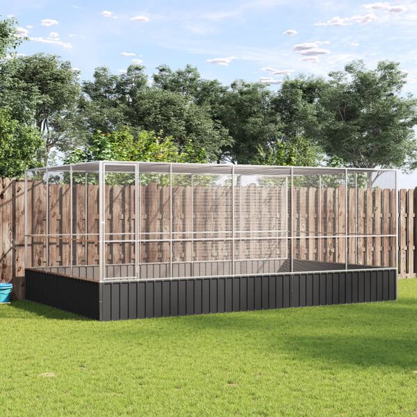 vidaXL voliere med udvidelse 518x307x212 cm stål sølvfarvet