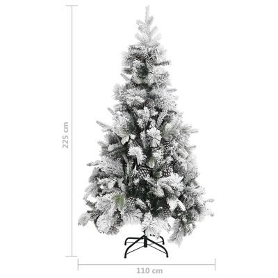 vidaXL juletræ med puddersne og grankogler 225 cm PVC & PE