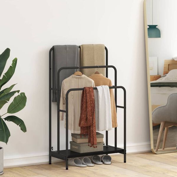 vidaXL T&oslash;jstativ med hylde Sort eg 60 x 30 x 100,5 cm Konstrueret tr&aelig;