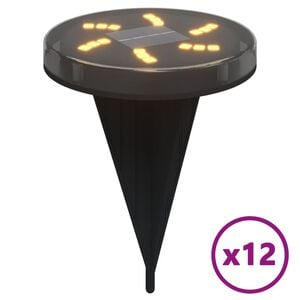 vidaXL solcellelamper med jordspyd 12 stk. varmt hvidt lys