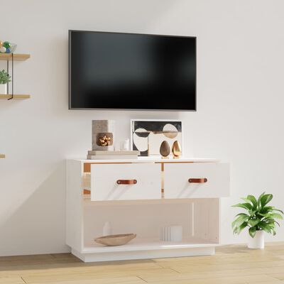 vidaXL tv-bord 90x40x60 cm massivt fyrretræ hvid