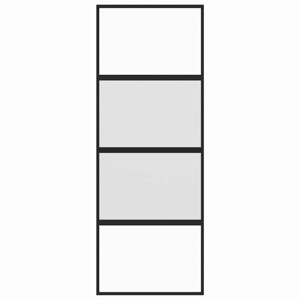 vidaXL skydedør 76x205 cm hærdet glas og aluminium sort