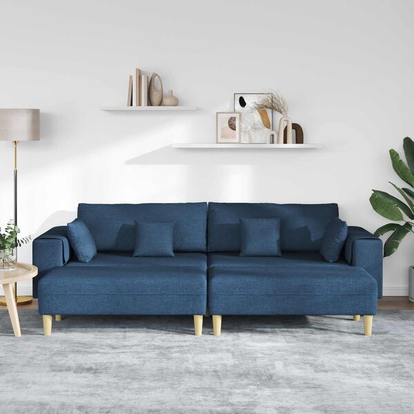 vidaXL Sofa med pude 3 pcs Bl&aring; Stof
