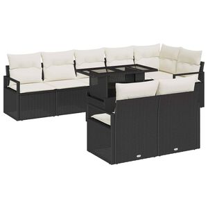 vidaXL Havesofa S&aelig;t med opbevaring 9 pcs Sort Poly rattan