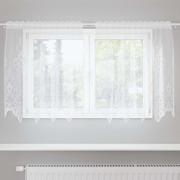 vidaXL Lace Gardin med gardiner Blomstret Hvid 80 x 150 cm Polyester