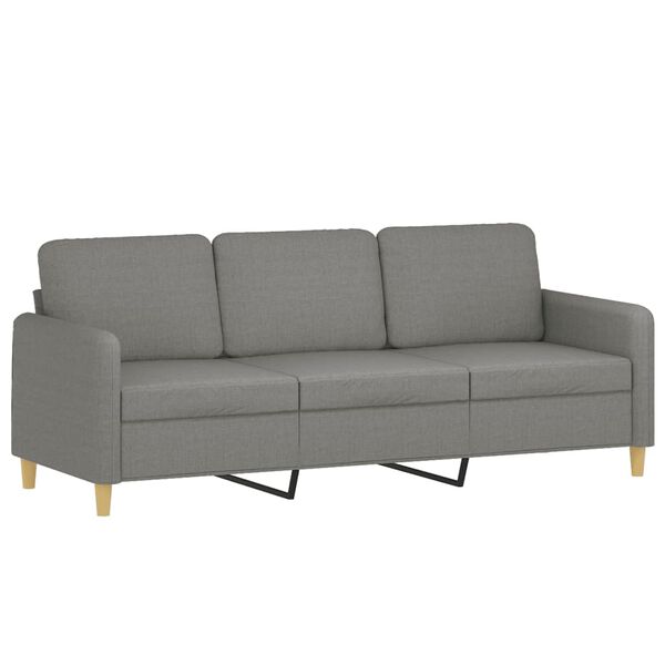 vidaXL 3-personers sofa med fodskammel 180 cm stof M&oslash;rkegr&aring;