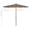 vidaXL parasol med stang 210x140 cm gråbrun
