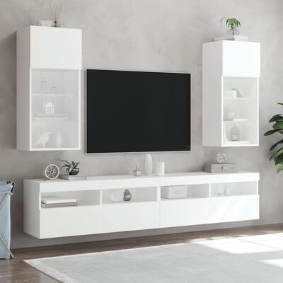 vidaXL tv-borde med LED-lys 2 stk. 40,5x30x90 cm hvid