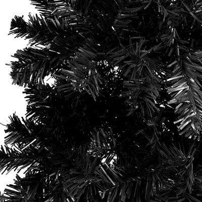 vidaXL smalt juletræ med lys og kuglesæt 210 cm sort