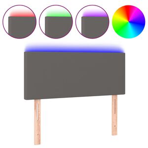 vidaXL sengegavl med LED-lys 100x5x78/88 cm kunstl&aelig;der gr&aring;