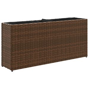 vidaXL plantekasse med 2 krukker 90x20x40 cm polyrattan brun