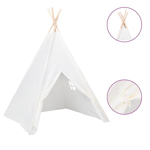 vidaXL tipi til b&oslash;rn 120x120x150 cm med b&aelig;repose polyester hvid