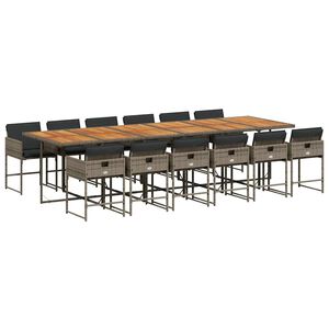 vidaXL spisebordss&aelig;t til haven 13 dele med hynder polyrattan gr&aring;