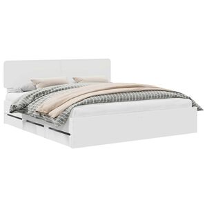 vidaXL Sengestel med hovedg&aelig;rde Hvid 200 x 200 cm Konstrueret tr&aelig;