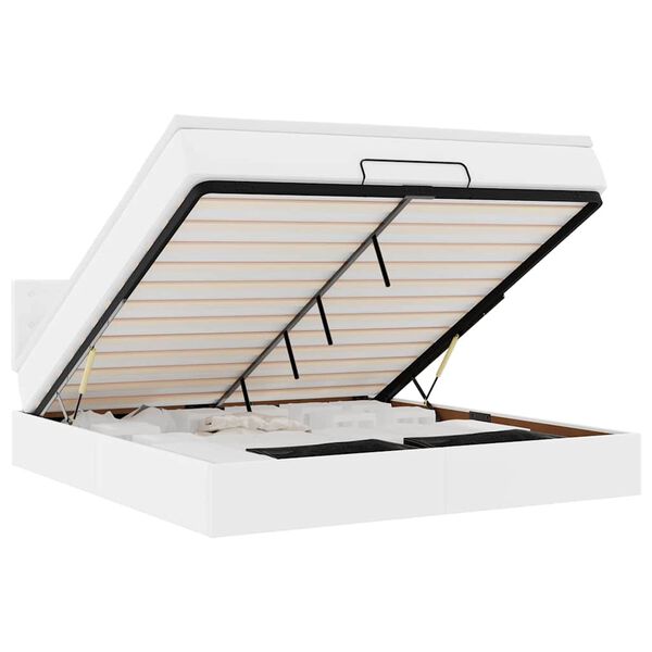 vidaXL osmannisk seng med madrasser & LEDs 180x200 cm kunstlæder hvid
