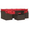 vidaXL Havesofa S&aelig;t 7 stk. Brun og R&oslash;d Poly rattan