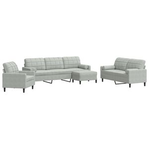 vidaXL sofas&aelig;t 4 dele med hynder og bolsterpuder velour lysegr&aring;